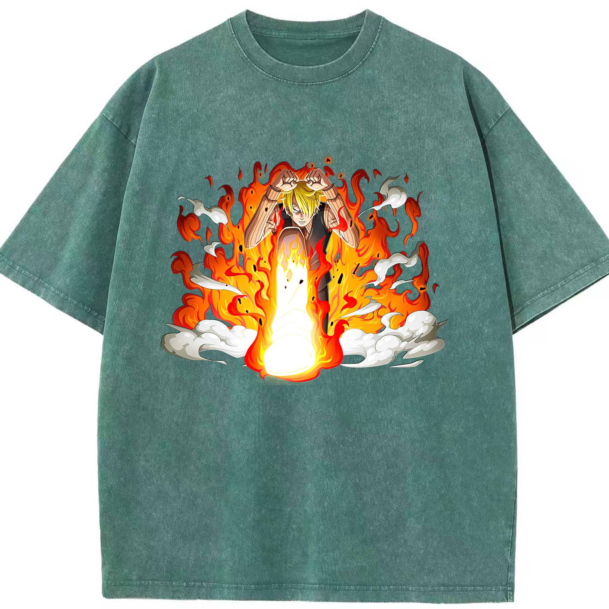（画像用） ワンピース サンジ ONE PIECE Sanji 綿100% ヴィンテージ風 半袖Tシャツ（フロントプリント）